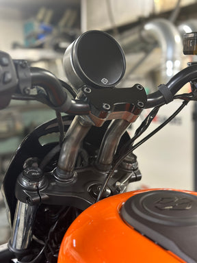 Bung King Handlebar Riser with Adjustable Gauge Mount, Analog Gauge, Gloss Black - 2022-Up Nightster (RH975) Riser Bung King