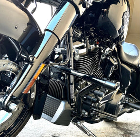 Bung King V Bar Highway Peg Crash Bar, Gloss Black - 2009-2023 Touring (FLH) Highway Peg Crash Bar Bung King