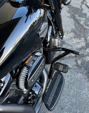 Bung King V Bar Highway Peg Crash Bar, Gloss Black - 2009-2023 Touring (FLH) Highway Peg Crash Bar Bung King