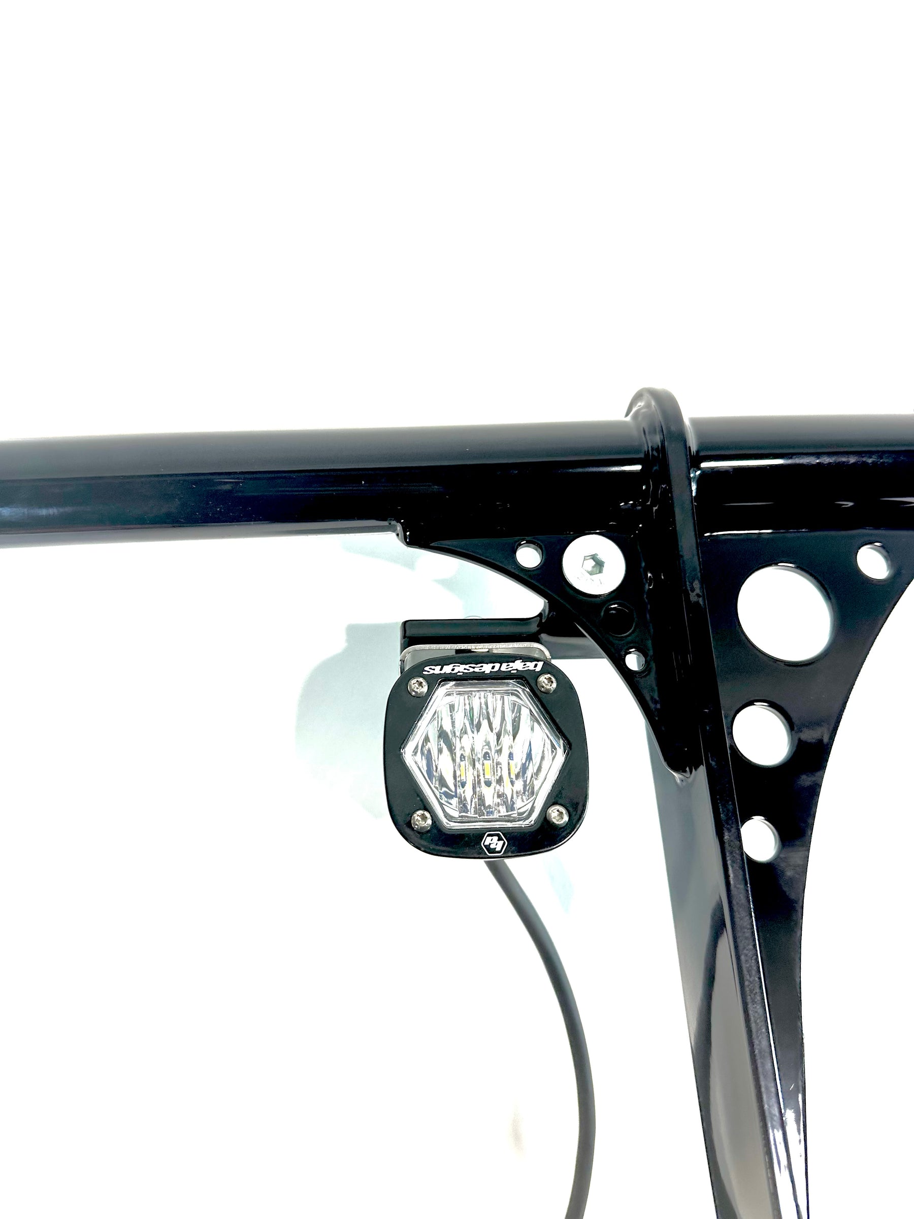 Bung King Fog Light Gusset Mount Brackets for High Bar and High Step Crash Bars, Gloss Black - 2018-Up Softail Auxiliary Light Mount Bung King