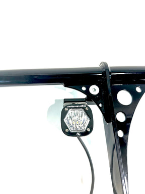Bung King Fog Light Gusset Mount Brackets for High Bar and High Step Crash Bars, Gloss Black - 2018-Up Softail Auxiliary Light Mount Bung King