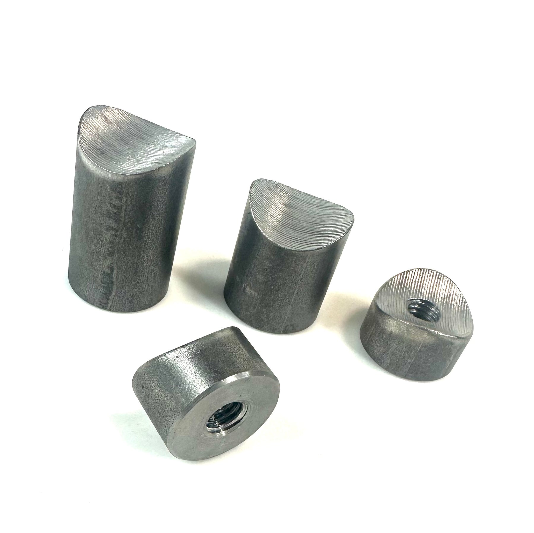Bung King Coped Weld-On Threaded Bung for 1-1/2" Tube, 1" OD, 3/8"-16, 1018 Mild Steel Frame Fabrication Part Bung King