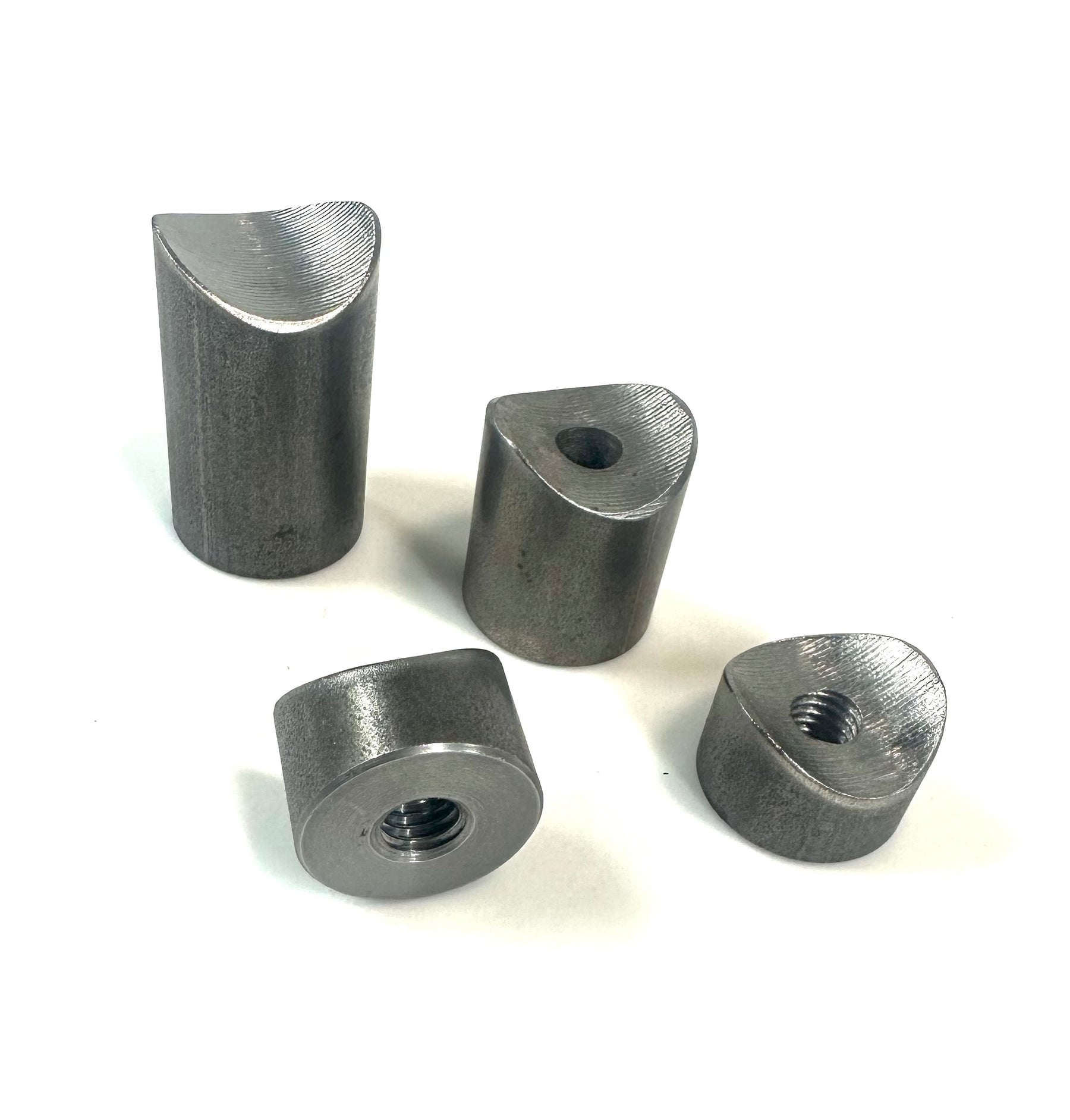 Bung King Coped Weld-On Threaded Bung for 1-1/4" Tube, 1" OD, 3/8"-16, 1018 Mild Steel Frame Fabrication Part Bung King