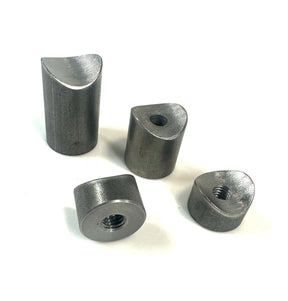 Bung King Coped Weld-On Threaded Bung for 1-1/4" Tube, 1" OD, 3/8"-16, 1018 Mild Steel Frame Fabrication Part Bung King