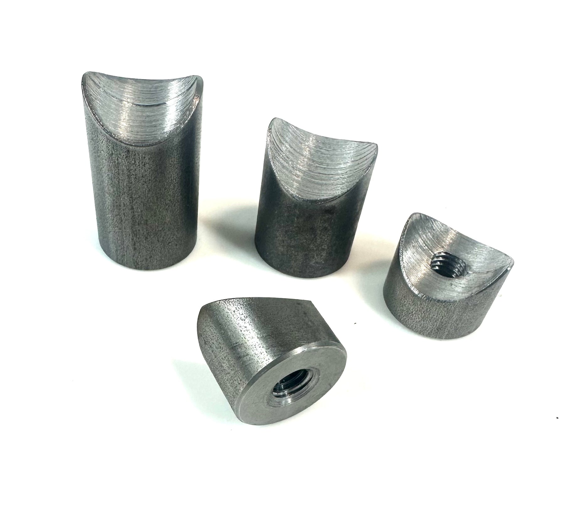 Bung King Coped Weld-On Threaded Bung for 1" Tube, 1" OD, 3/8"-16, 1018 Mild Steel Frame Fabrication Part Bung King