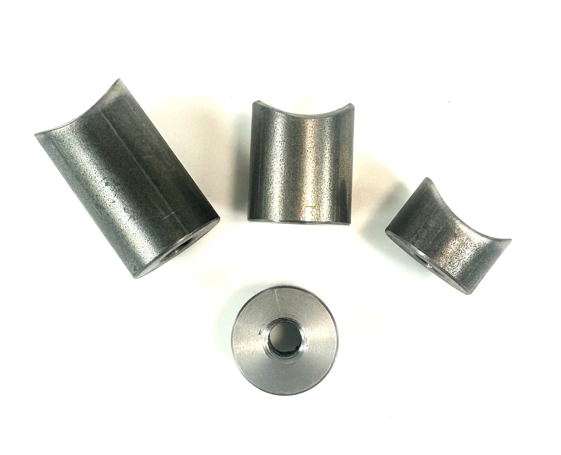 Bung King Coped Weld-On Threaded Bung for 1-1/2" Tube, 1" OD, 3/8"-16, 1018 Mild Steel Frame Fabrication Part Bung King