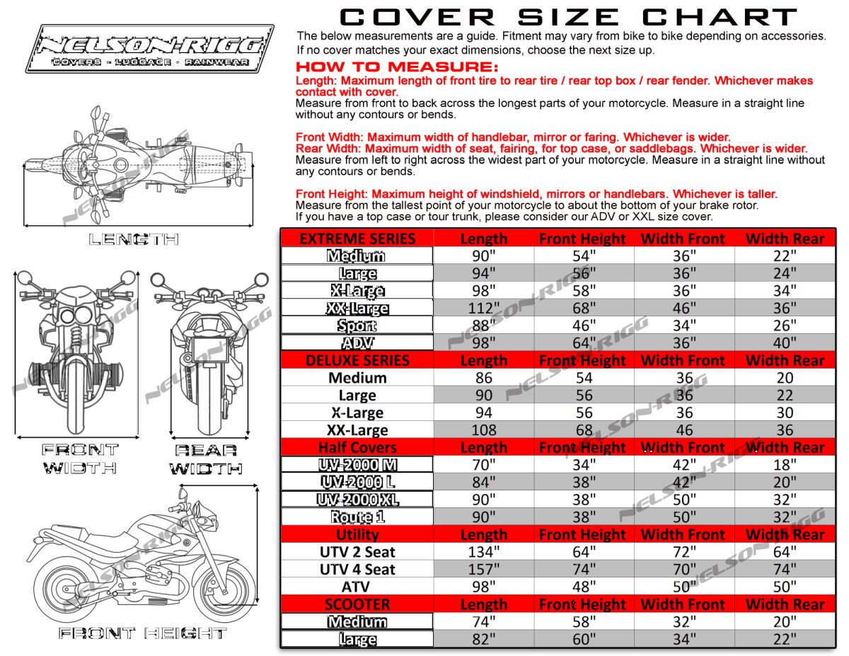 Nelson Rigg M/C Cover Polyester Large Motorcycle Cover Nelson Rigg