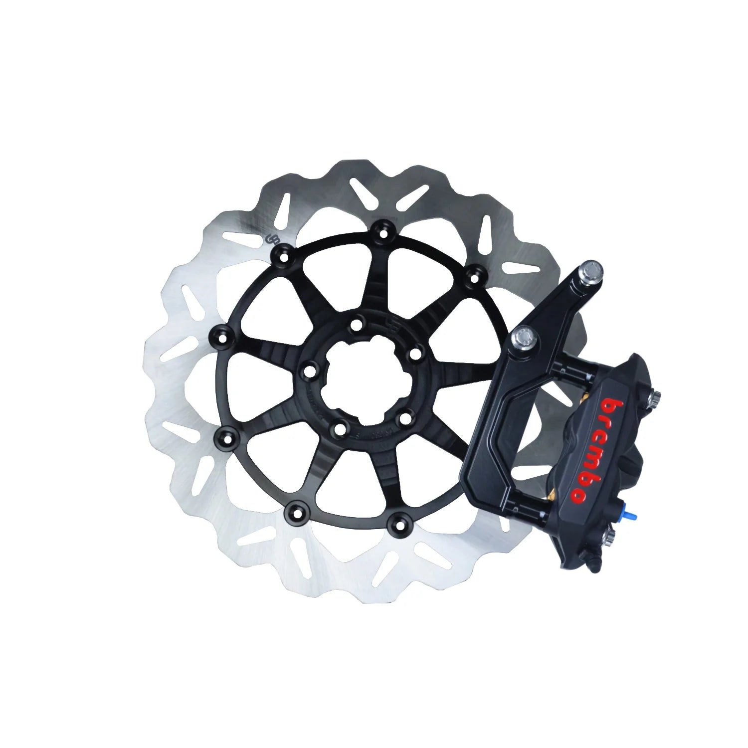 Og 13" Complete Radial Big Brake Kit For Dyna Single Disc Original Garage Moto Black Black Aluminium Finish