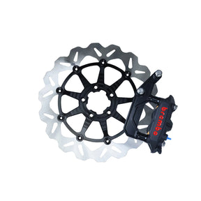 Og 13" Complete Radial Big Brake Kit For Dyna Single Disc Original Garage Moto Black Black Aluminium Finish