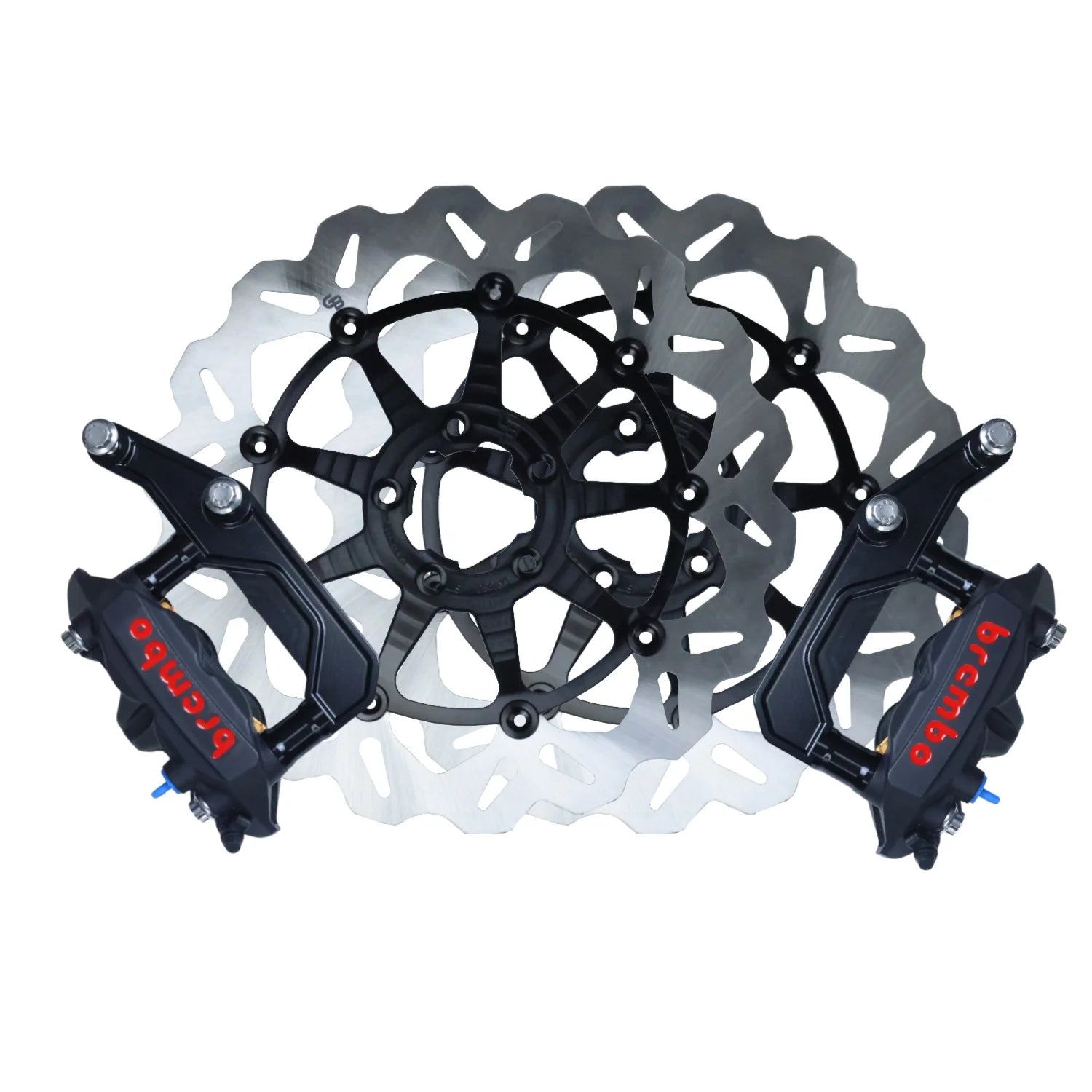 Og 13" Complete Radial Big Brake Kit For Touring Hub Mount Original Garage Moto Black Black Aluminium Finish