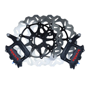 Og 13" Complete Radial Big Brake Kit For Touring Hub Mount Original Garage Moto Black Black Aluminium Finish