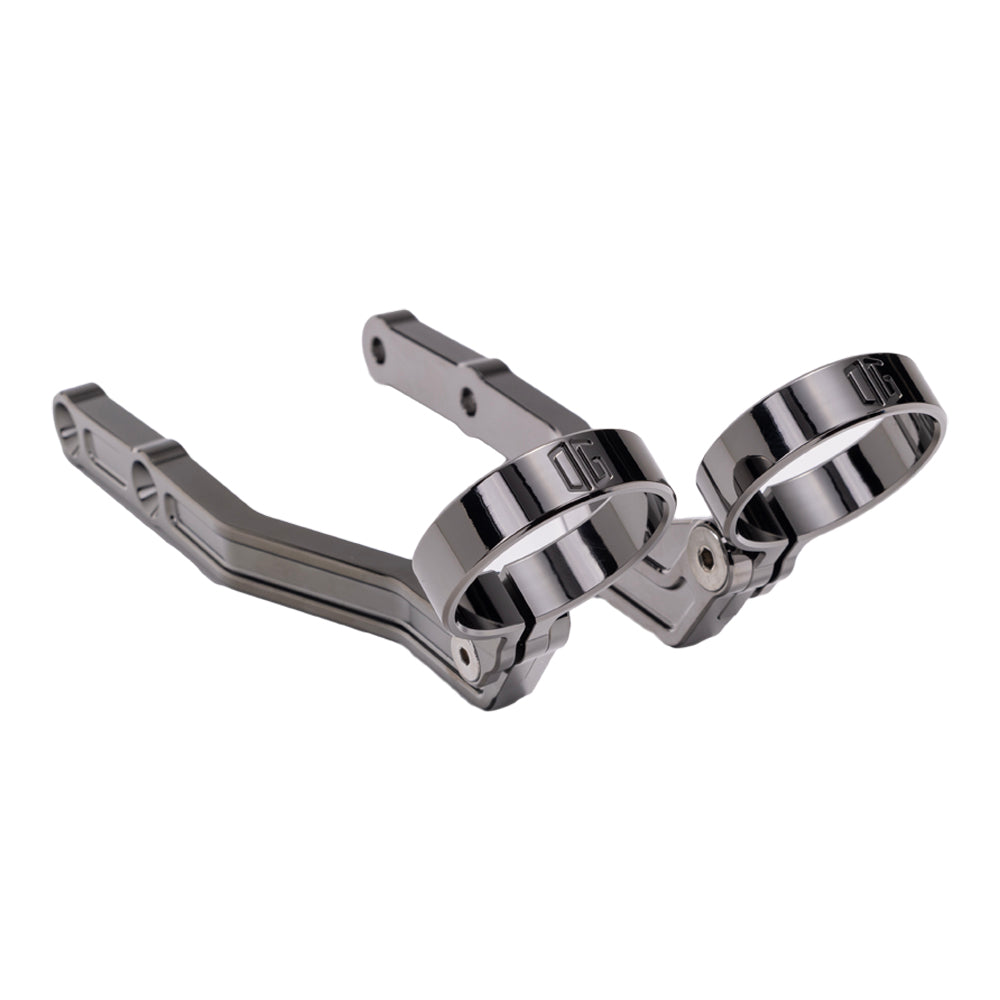 OG Remote Reservoir Mounts - 09-Up Touring Remote Reservoir Mounts Original Garage Moto Black Chrome Ohlins