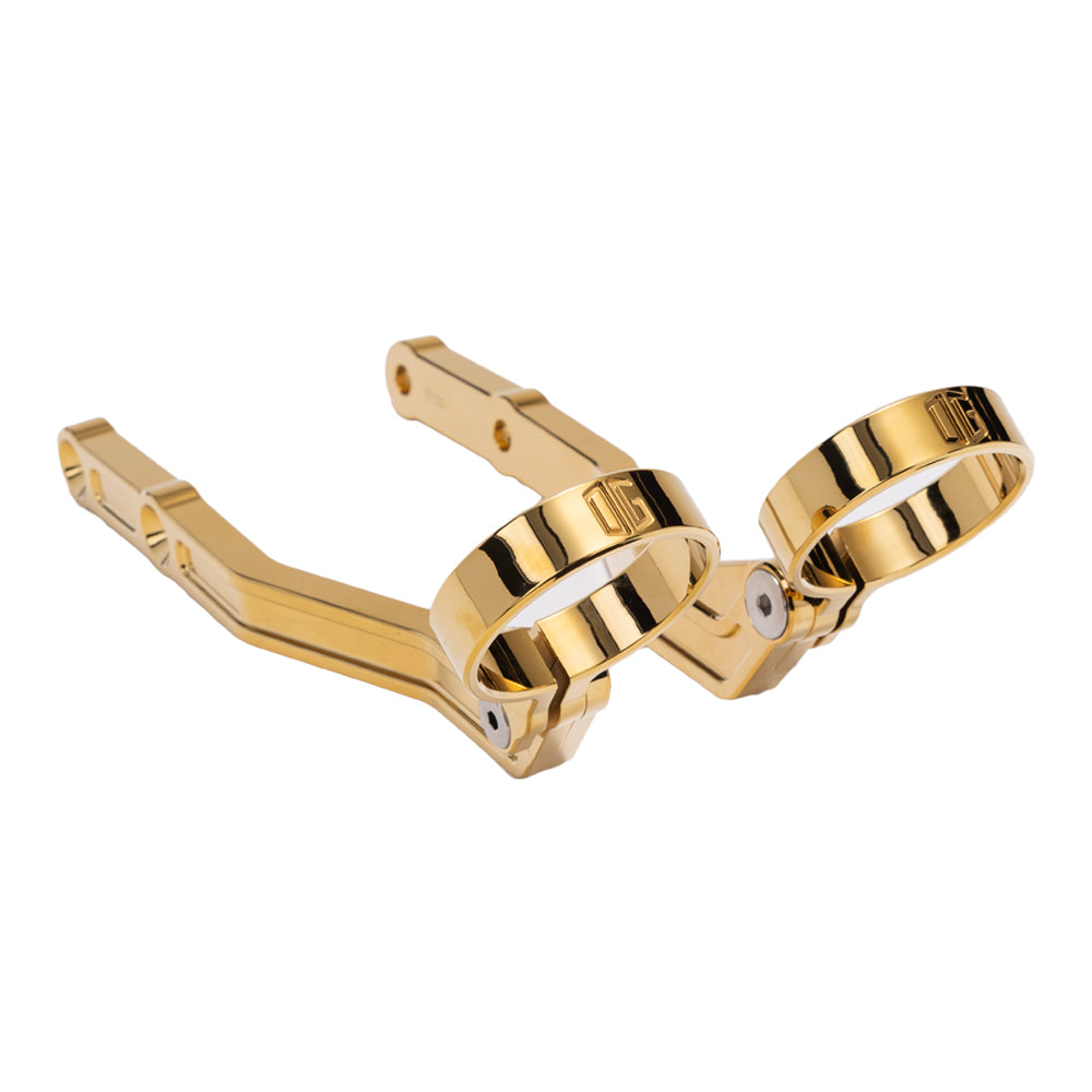 OG Remote Reservoir Mounts - 09-Up Touring Remote Reservoir Mounts Original Garage Moto Gold Plating Ohlins