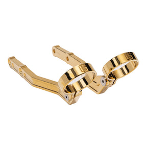 OG Remote Reservoir Mounts - 09-Up Touring Remote Reservoir Mounts Original Garage Moto Gold Plating Ohlins