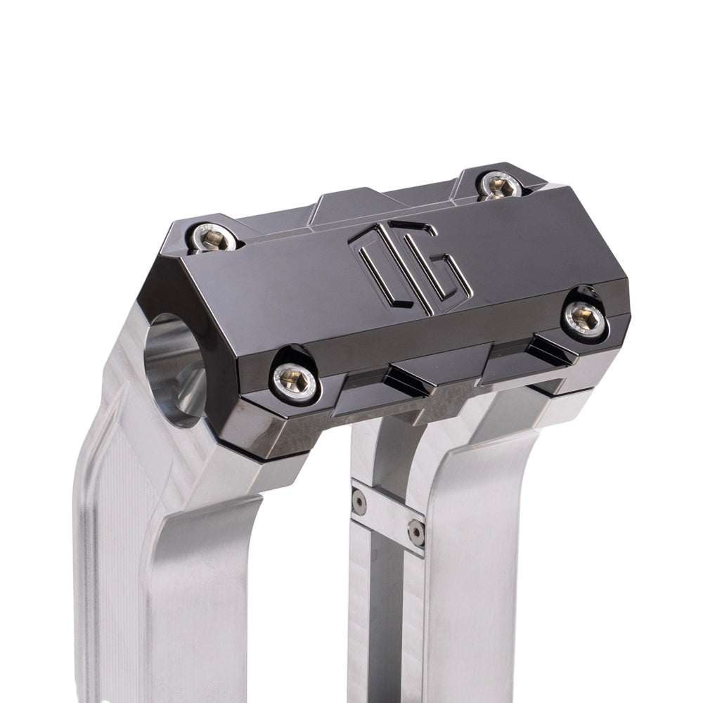 Og 8.5" Straight Risers Risers Original Garage Moto Standard OG Top Clamp Aluminium Finish Black Chrome