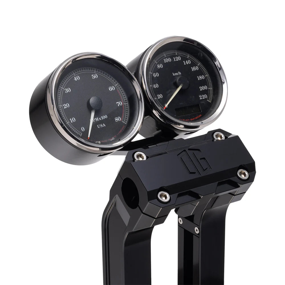 OG Dual Billet Gauge Pods Gauge Mount Original Garage Moto Gold Rear mount