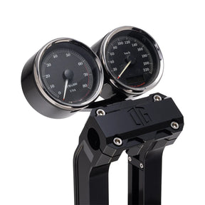 OG Dual Billet Gauge Pods Gauge Mount Original Garage Moto Gold Rear mount
