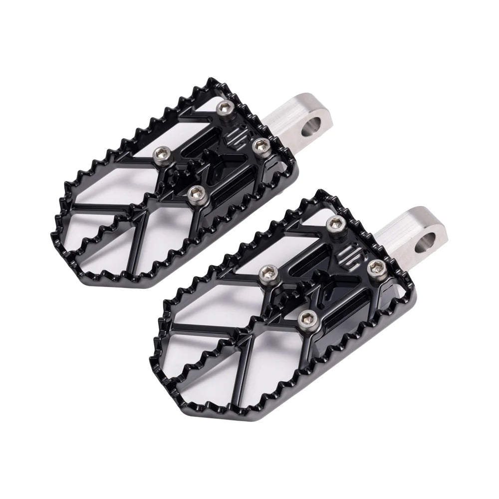 Og Moto X Foot Pegs Original Garage Moto Black Dyna/FXR/XL & Bagger Passenger Raw Stainless Steel