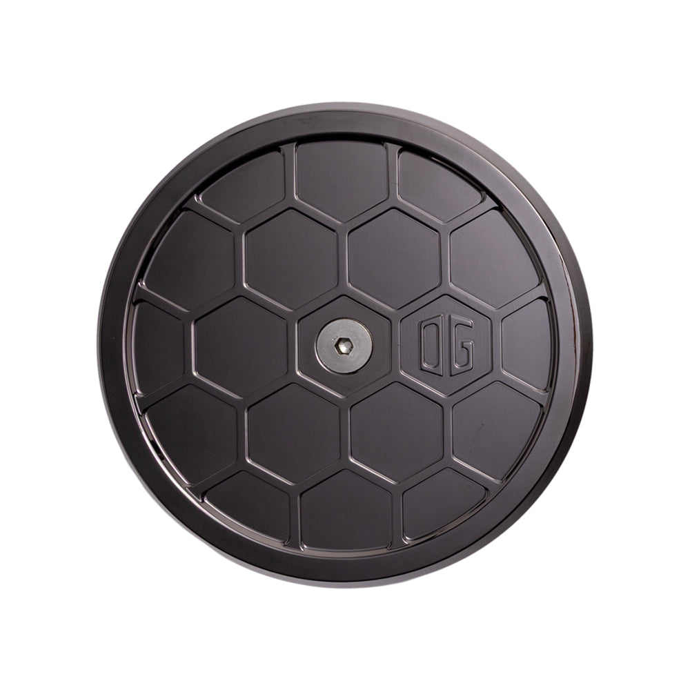 OG Round Air Cleaner Cover - HoneyComp Air Cleaner Cover Original Garage Moto Black Chrome