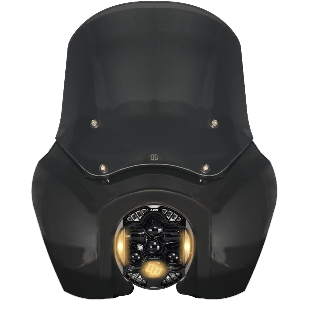 OG Complete T-Sport Fairing Kit - 2018-Up Softail 49mm Headlight Fairing & Mask Original Garage Moto 15" Dark Smoke Baja Designs DOT LP6 - Amber