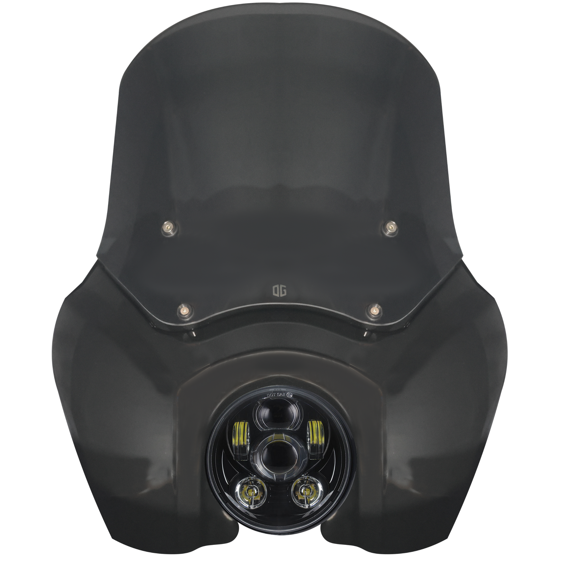 OG Complete T-Sport Fairing Kit - 2018-Up Softail 49mm Headlight Fairing & Mask Original Garage Moto 15" Dark Smoke 5.75'' OG Projector LED Headlight - Black