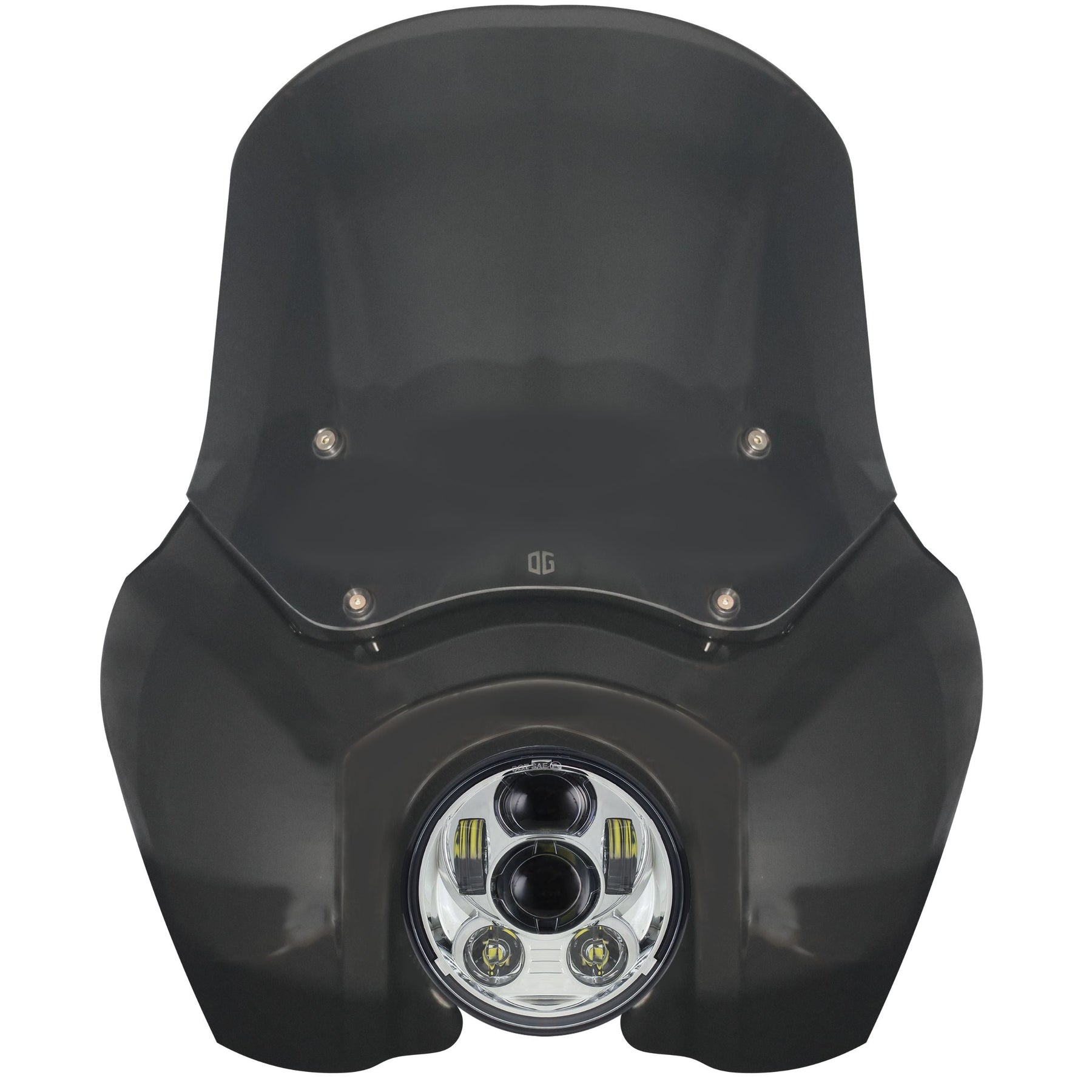 OG Complete T-Sport Fairing Kit - 2018-Up Softail 49mm Headlight Fairing & Mask Original Garage Moto 15" Dark Smoke 5.75'' OG Projector LED Headlight - Chrome