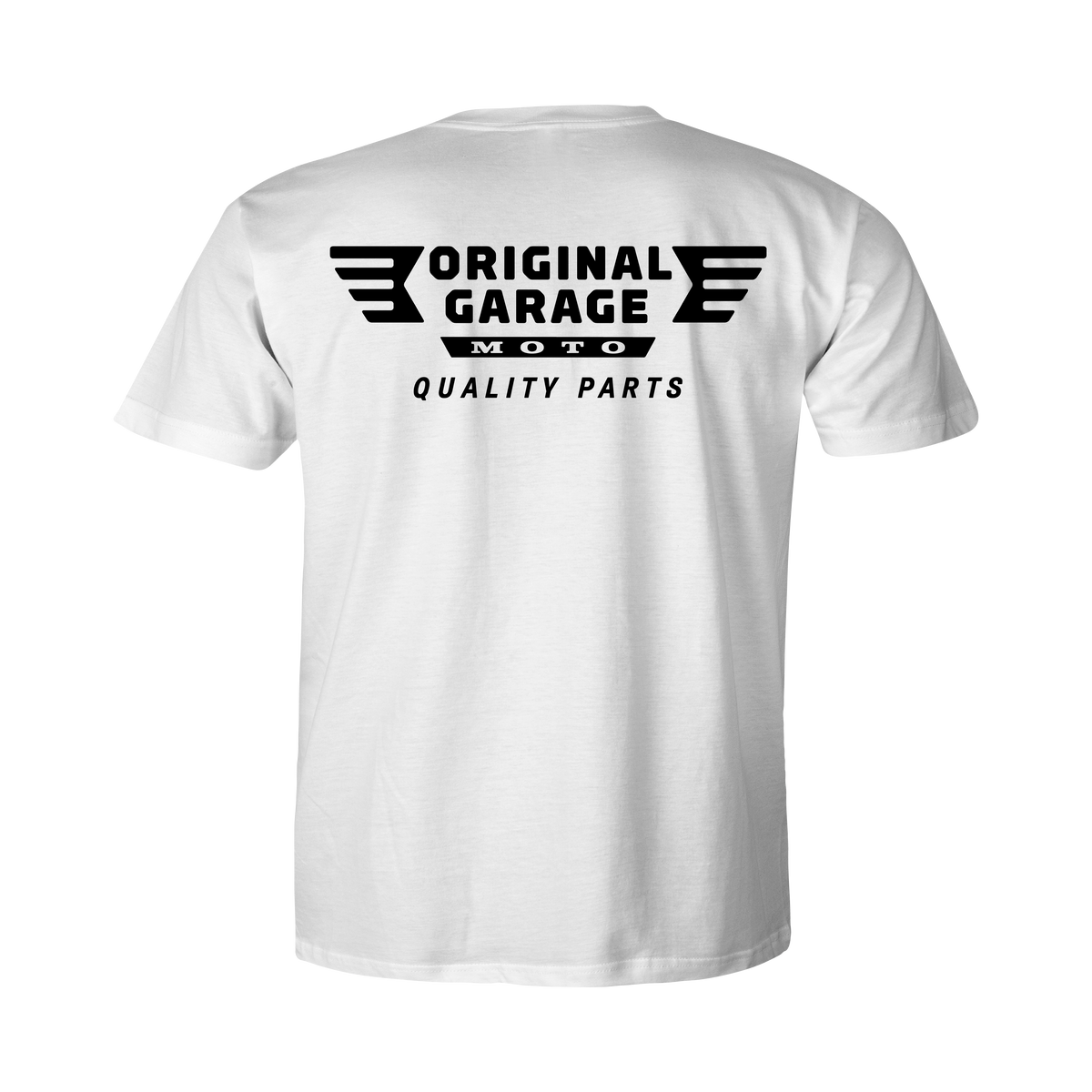 OG "Quality Parts" T-Shirt, White T-Shirt Original Garage Moto