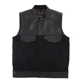 Kanan Vest Leather & Denim, Black