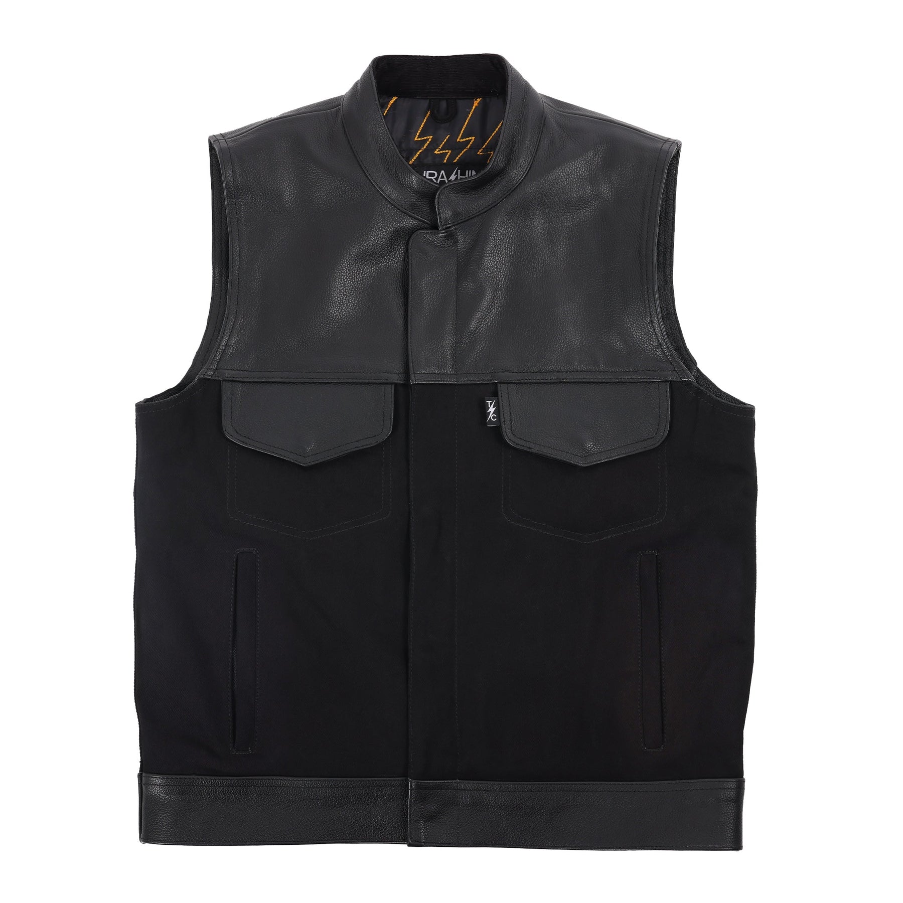 Kanan Vest Leather & Denim, Black