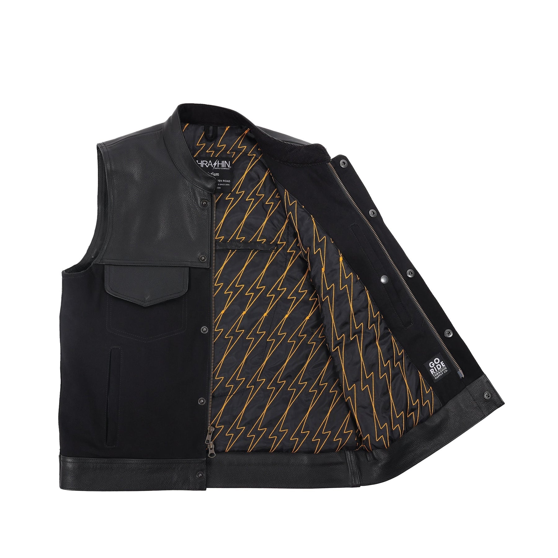 Kanan Vest Leather & Denim, Black