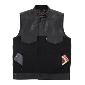 Kanan Vest Leather & Denim, Black