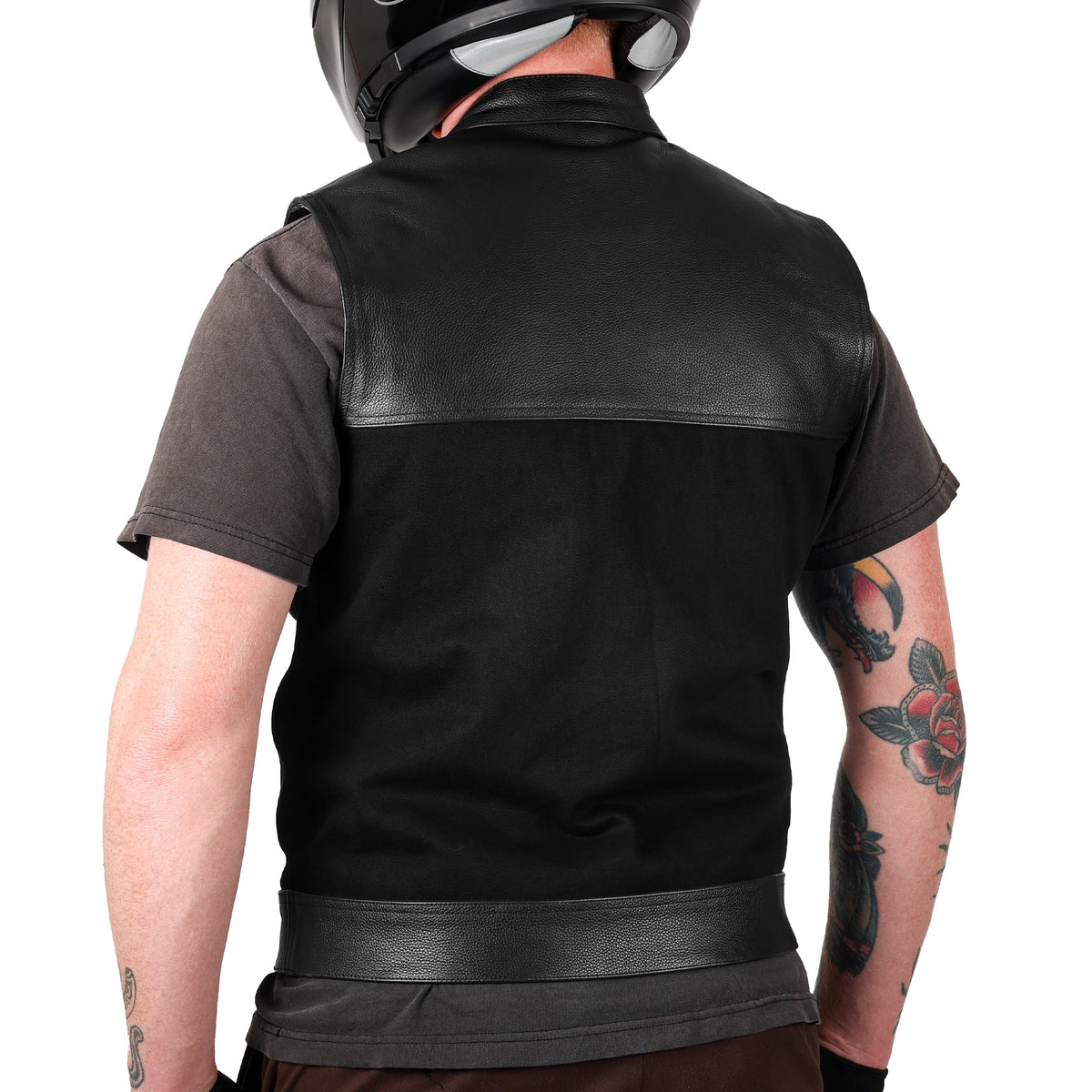 Kanan Vest Leather & Denim, Black