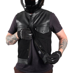 Kanan Vest Leather & Denim, Black