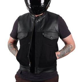 Kanan Vest Leather & Denim, Black