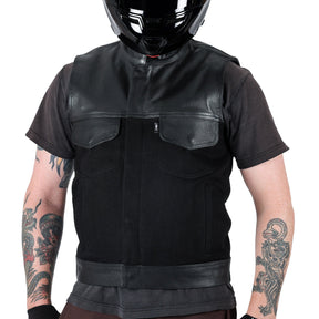 Kanan Vest Leather & Denim, Black