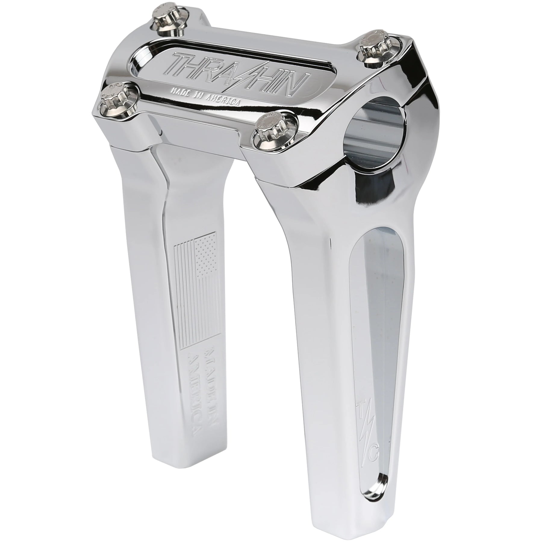 Thrashin Supply Co. 6" Straight OG Risers, Chrome Risers Thrashin Supply Co. Standard Top Clamp
