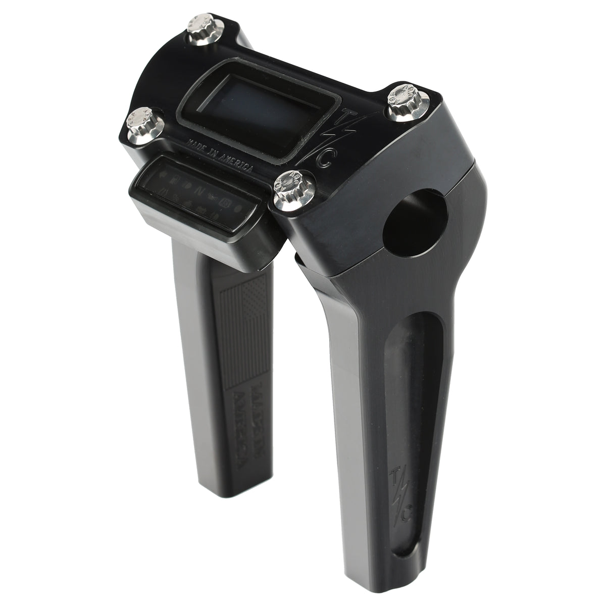Thrashin Supply Co. 6" Straight OG Risers, Black Risers Thrashin Supply Co. Top Clamp for M8 Softail OEM Digital Gauge (Digital Gauge Not Included)