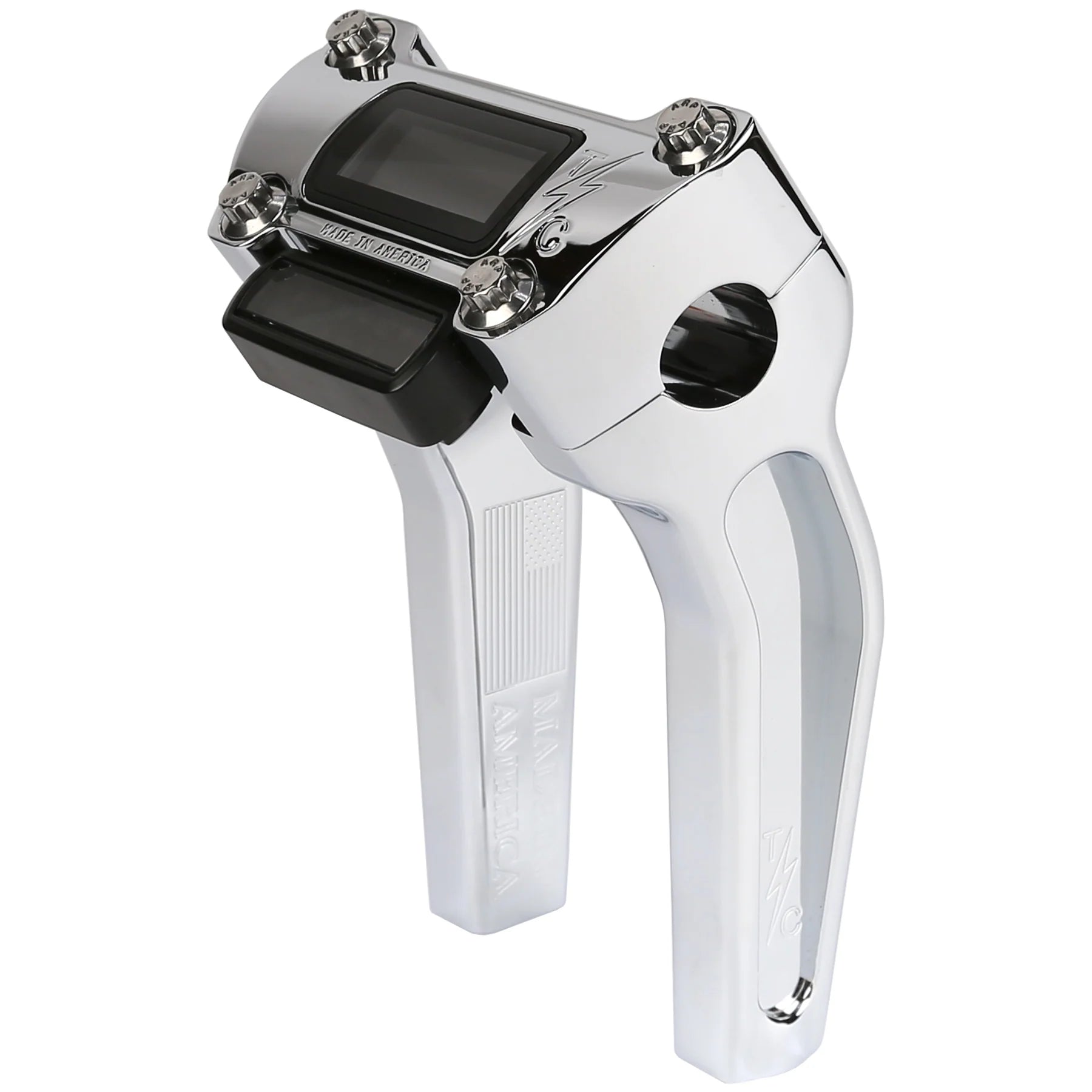 Thrashin Supply Co. 6.5" Pull Back OG Risers, Chrome Risers Thrashin Supply Co. Top Clamp for M8 Softail OEM Digital Gauge (Digital Gauge Not Included)