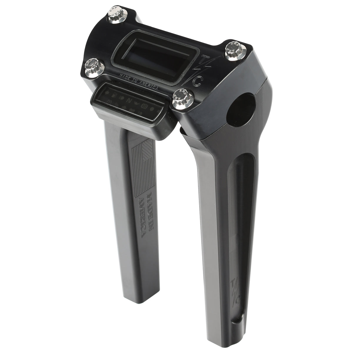 Thrashin Supply Co. 8" Straight OG Risers, Black Risers Thrashin Supply Co. Top Clamp for M8 Softail OEM Digital Gauge (Digital Gauge Not Included)