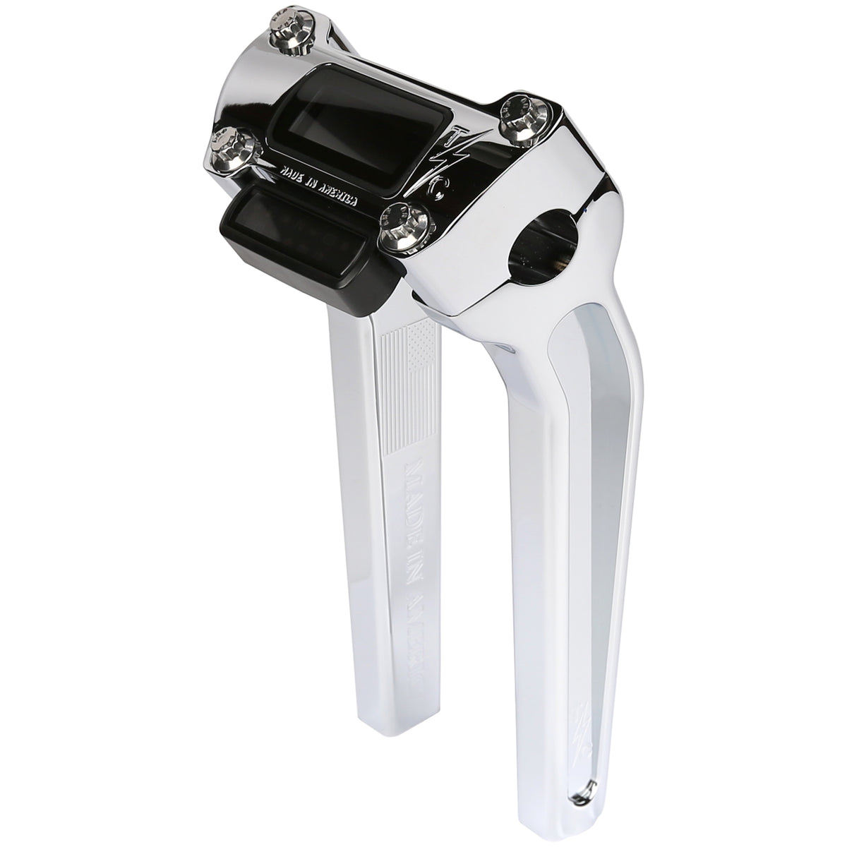 Thrashin Supply Co. 9.5" Pull Back OG Risers, Chrome Risers Thrashin Supply Co. Top Clamp for M8 Softail OEM Digital Gauge (Digital Gauge Not Included)