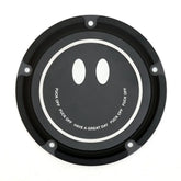 San Diego Customs Derby Cover "Happy", Black - Twin Cam Derby Cover San Diego Customs