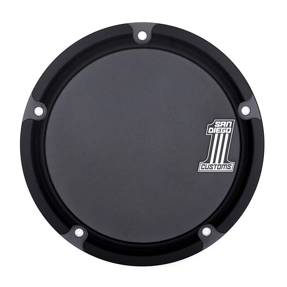 San Diego Customs Derby Cover "Number 1", Black - Twin Cam Derby Cover San Diego Customs