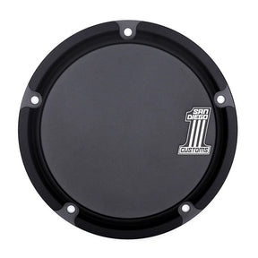 San Diego Customs Derby Cover "Number 1", Black - Twin Cam Derby Cover San Diego Customs