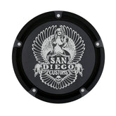 San Diego Customs Derby Cover "Easy", Black - Twin Cam Derby Cover San Diego Customs