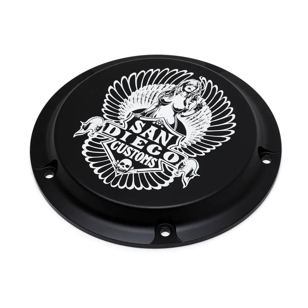 San Diego Customs Derby Cover "Easy", Black - Twin Cam Derby Cover San Diego Customs