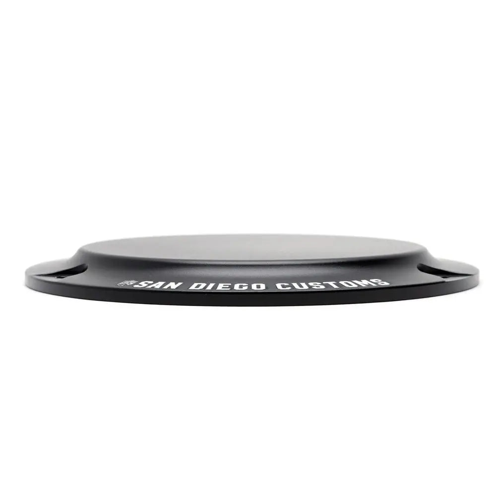 San Diego Customs Derby Cover "Logo", Black - Twin Cam Derby Cover San Diego Customs