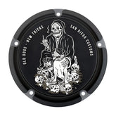 San Diego Customs Derby Cover Old Dogs, Black - Twin Cam Derby Cover San Diego Customs