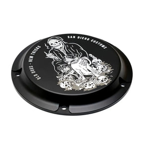 San Diego Customs Derby Cover Old Dogs, Black - Twin Cam Derby Cover San Diego Customs