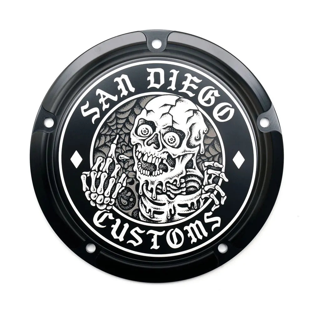 San Diego Customs Derby Cover "Skipper", Black - Twin Cam Derby Cover San Diego Customs