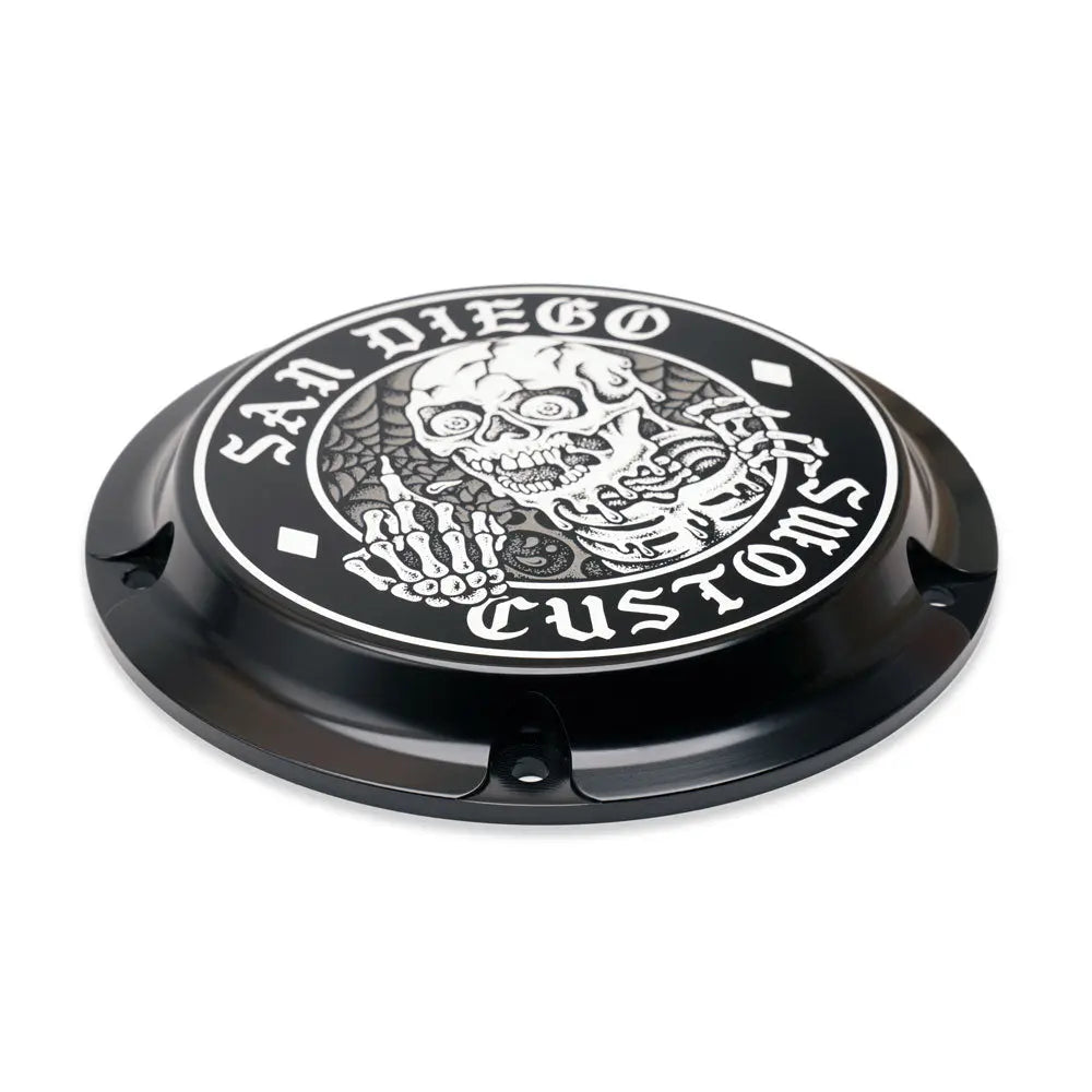 San Diego Customs Derby Cover "Skipper", Black - Twin Cam Derby Cover San Diego Customs